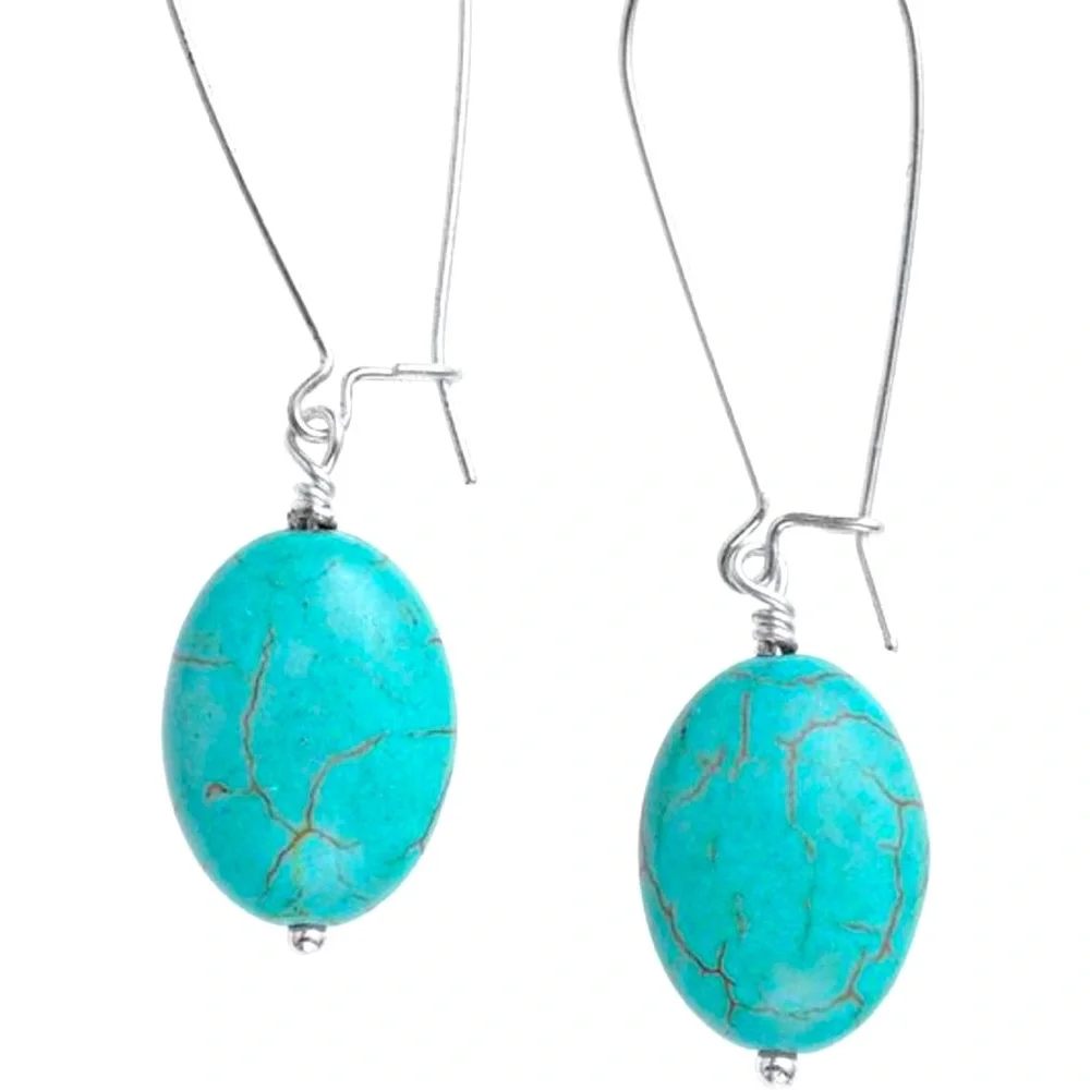 Stella & Dot Retired🧞‍♂️Turquoise Sea Drop Earrings - Picture 2 of 5